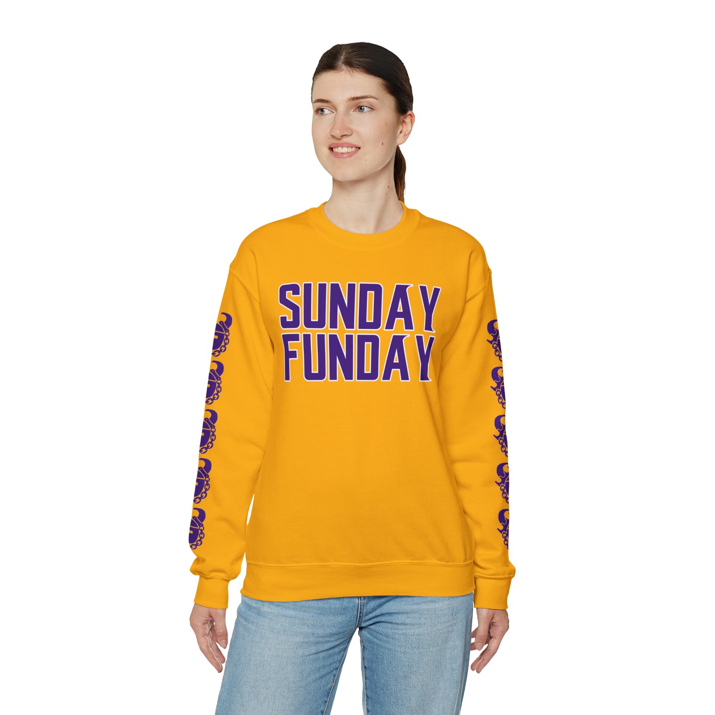 Unisex Heavy Blend™ Crewneck - SUNDAY FUNDAY + Game Day Helmet (Sleeves)