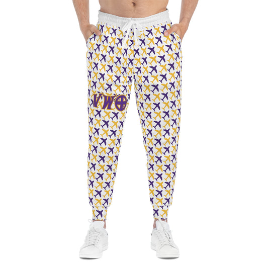 Unisex Athletic Joggers - White/Jet Planes - V-W-O