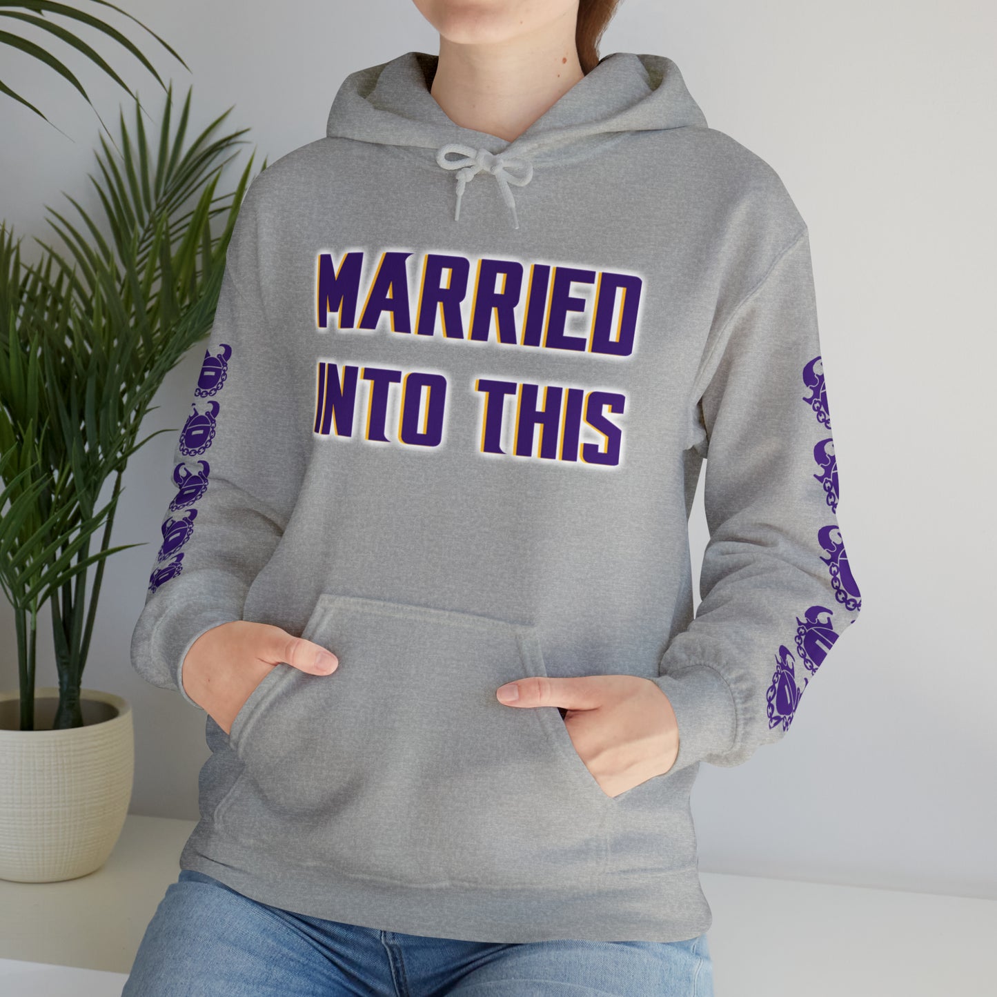 Unisex Heavy Blend™ Hooded Sweatshirt - Married Into This + Game Day Helmet (Sleeves)