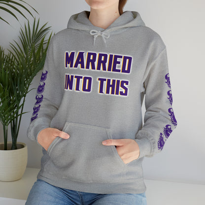 Unisex Heavy Blend™ Hooded Sweatshirt - Married Into This + Game Day Helmet (Sleeves)