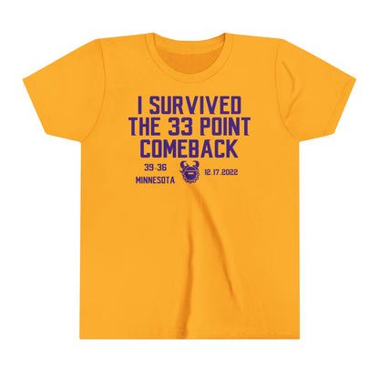 Youth T-Shirt - Survived the 33 Point Comeback