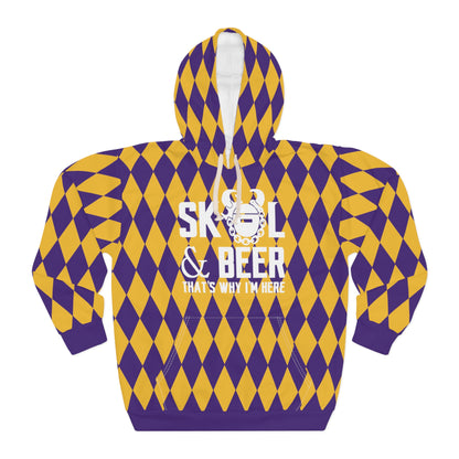 Unisex Pullover Hoodie - Purple/Gold Diamonds - & BEER