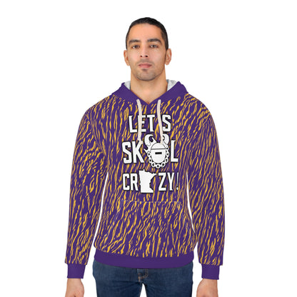 Unisex Pullover Hoodie - Zebra Print, Purple - Let's go Crazy!