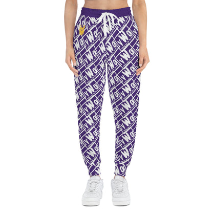 Unisex Athletic Joggers - Purple/White - VWO (Framed)