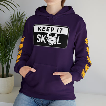 Unisex Heavy Blend™ Hooded Sweatshirt - Keep it Simple (Framed) + Game Day Helmet (Sleeves)
