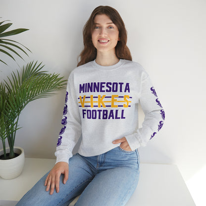 Unisex Heavy Blend™ Crewneck - Vikes Football + Game Day Helmet (Sleeves)