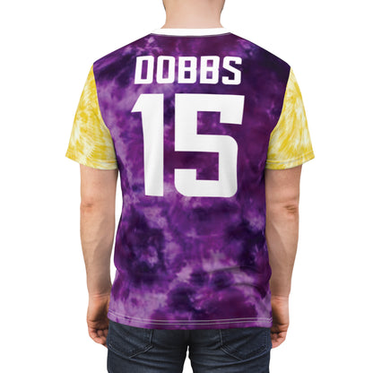 Unisex Cut & Sew Tee - Purple/Gold Tie-Dye - Jersey #15
