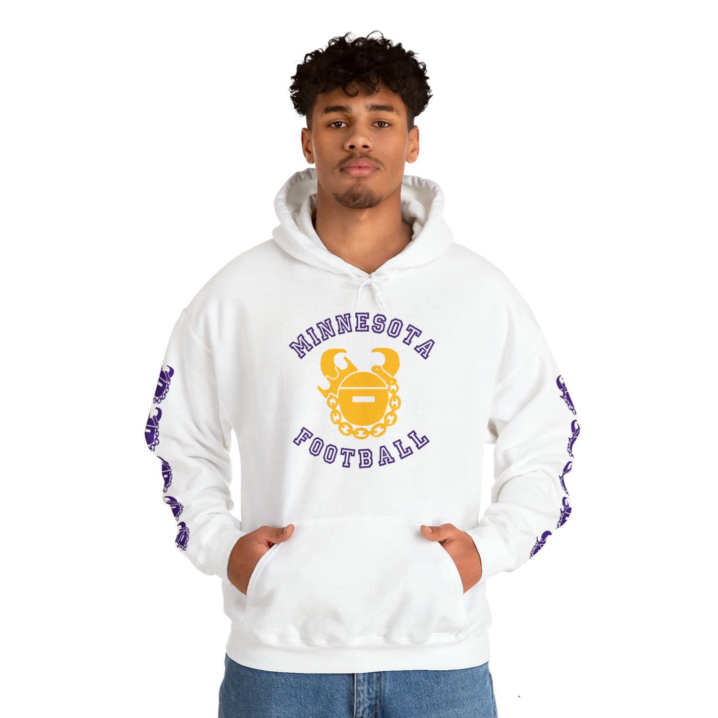 Unisex Heavy Blend™ Hooded Sweatshirt - Minnesota Football + Game Day Helmet (Sleeves)