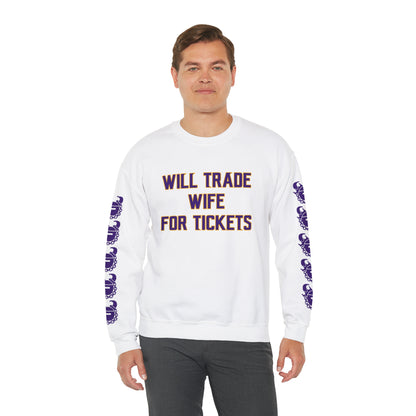 Unisex Heavy Blend™ Crewneck - Wife for Tickets + Game Day Helmet (Sleeves)