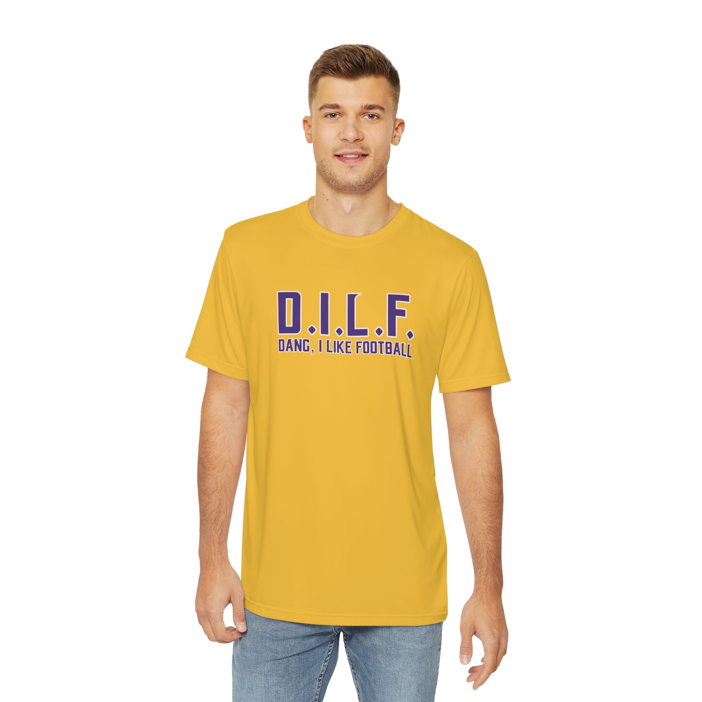 Men's Polyester Tee - Gold - D.I.L.F.