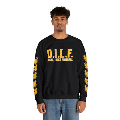 Unisex Heavy Blend™ Crewneck - D.I.L.F. + Game Day Helmet (Sleeves)