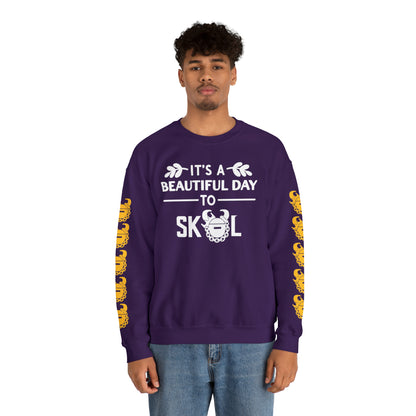 Unisex Heavy Blend™ Crewneck - It's a Beautiful Day! + Game Day Helmet (Sleeves)