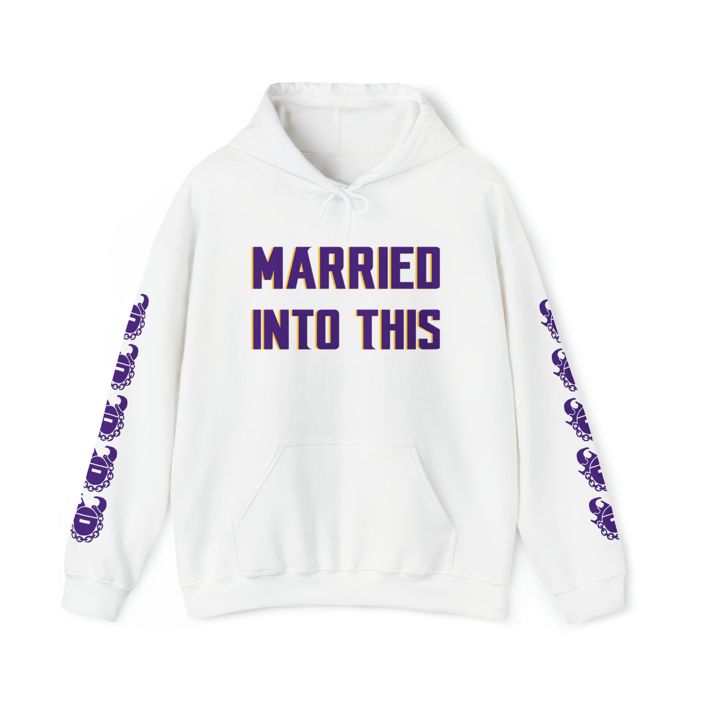 Unisex Heavy Blend™ Hooded Sweatshirt - Married Into This + Game Day Helmet (Sleeves)