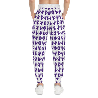 Unisex Athletic Joggers - White/Purple - Griddy
