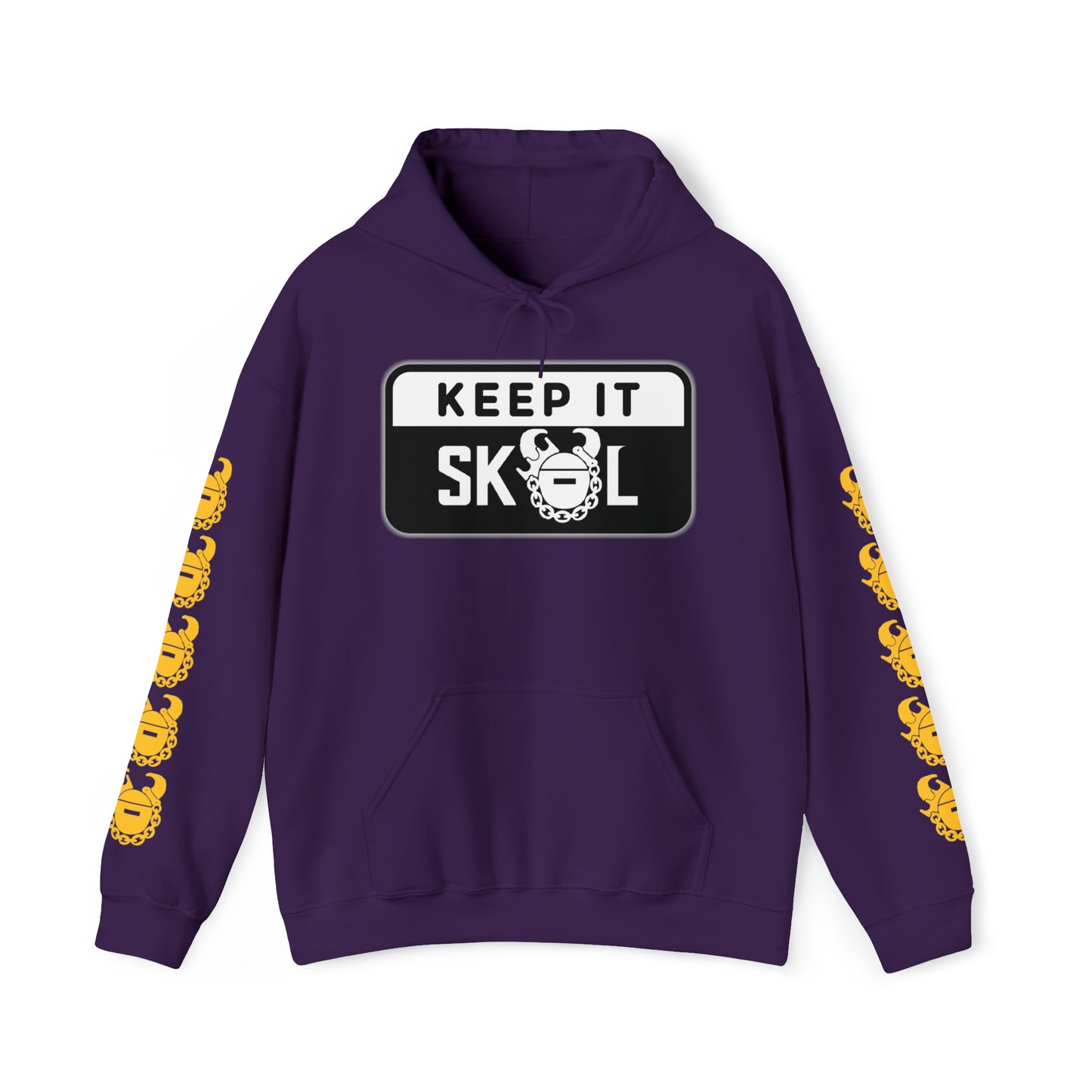 Unisex Heavy Blend™ Hooded Sweatshirt - Keep it Simple (Framed) + Game Day Helmet (Sleeves)
