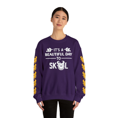 Unisex Heavy Blend™ Crewneck - It's a Beautiful Day! + Game Day Helmet (Sleeves)