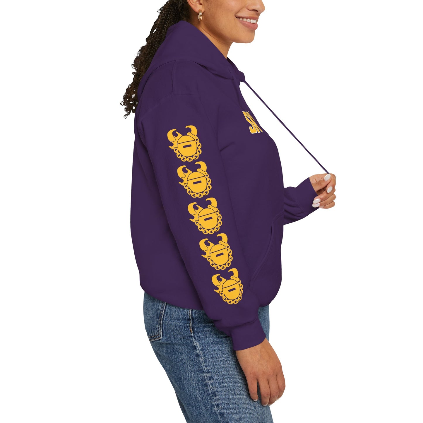 Unisex Heavy Blend™ Hooded Sweatshirt - SKOLL'NN + Game Day Helmet (Sleeves)