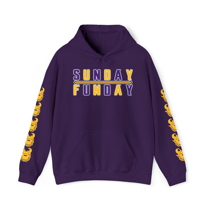 Unisex Heavy Blend™ Hooded Sweatshirt - Sunday FUNday + Game Day Helmet (Sleeves)