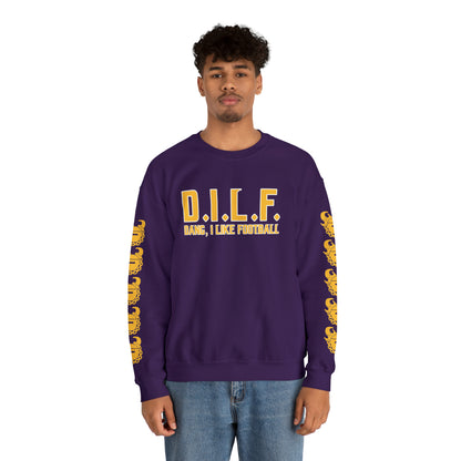 Unisex Heavy Blend™ Crewneck - D.I.L.F. + Game Day Helmet (Sleeves)