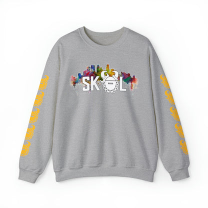 Unisex Heavy Blend™ Crewneck - Skyline + Game Day Helmet (Sleeves)