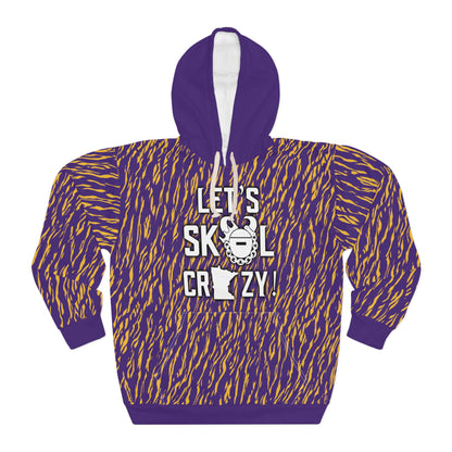 Unisex Pullover Hoodie - Zebra Print, Purple - Let's go Crazy!
