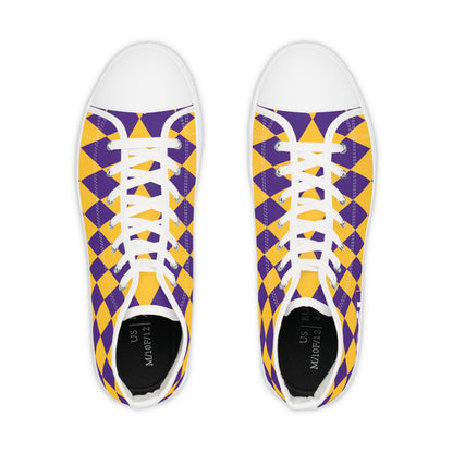 Men's High Top Sneakers - Purple/Gold Diamonds