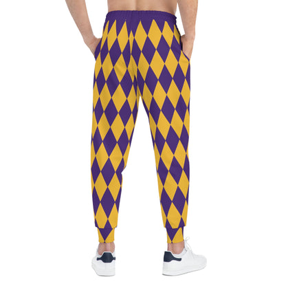 Unisex Athletic Joggers - Purple/Gold Diamonds