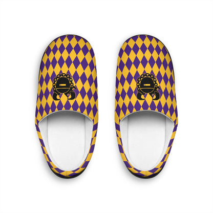 Men's Indoor Slippers - Purple/Gold Diamonds