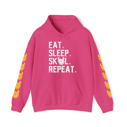 Unisex Heavy Blend™ Hooded Sweatshirt - Eat. Sleep. Repeat. + Game Day Helmet (Sleeves)
