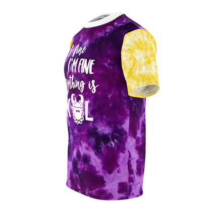 Unisex Cut & Sew Tee - Purple/Gold Tie-Dye - It's Fine