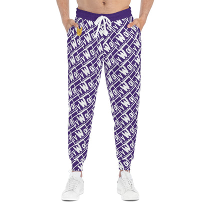 Unisex Athletic Joggers - Purple/White - VWO (Framed)