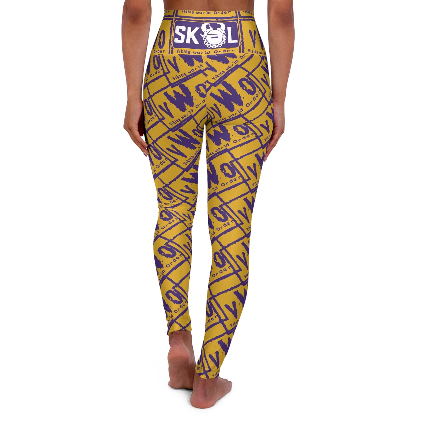 High Waisted Yoga Leggings - Gold/Purple - VWO (Framed)