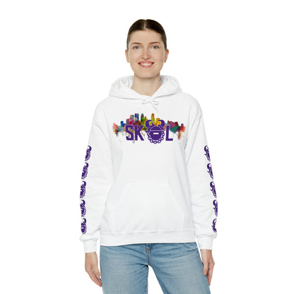 Unisex Heavy Blend™ Hooded Sweatshirt - Skyline + Game Day Helmet (Sleeves)