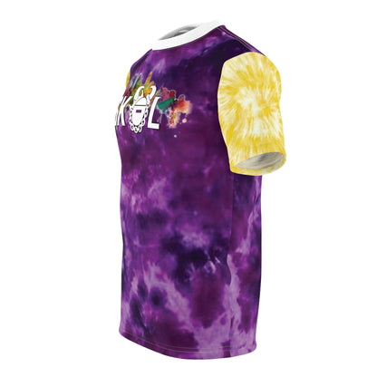 Unisex Cut & Sew Tee - Purple/Gold Tie-Dye - Skyline
