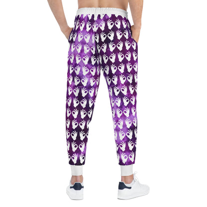 Unisex Athletic Joggers - Purple Tie-Dye/White Griddy