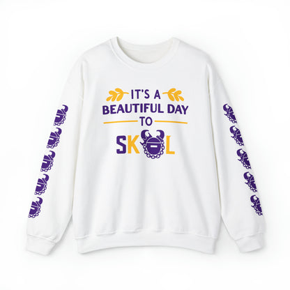 Unisex Heavy Blend™ Crewneck - It's a Beautiful Day! + Game Day Helmet (Sleeves)