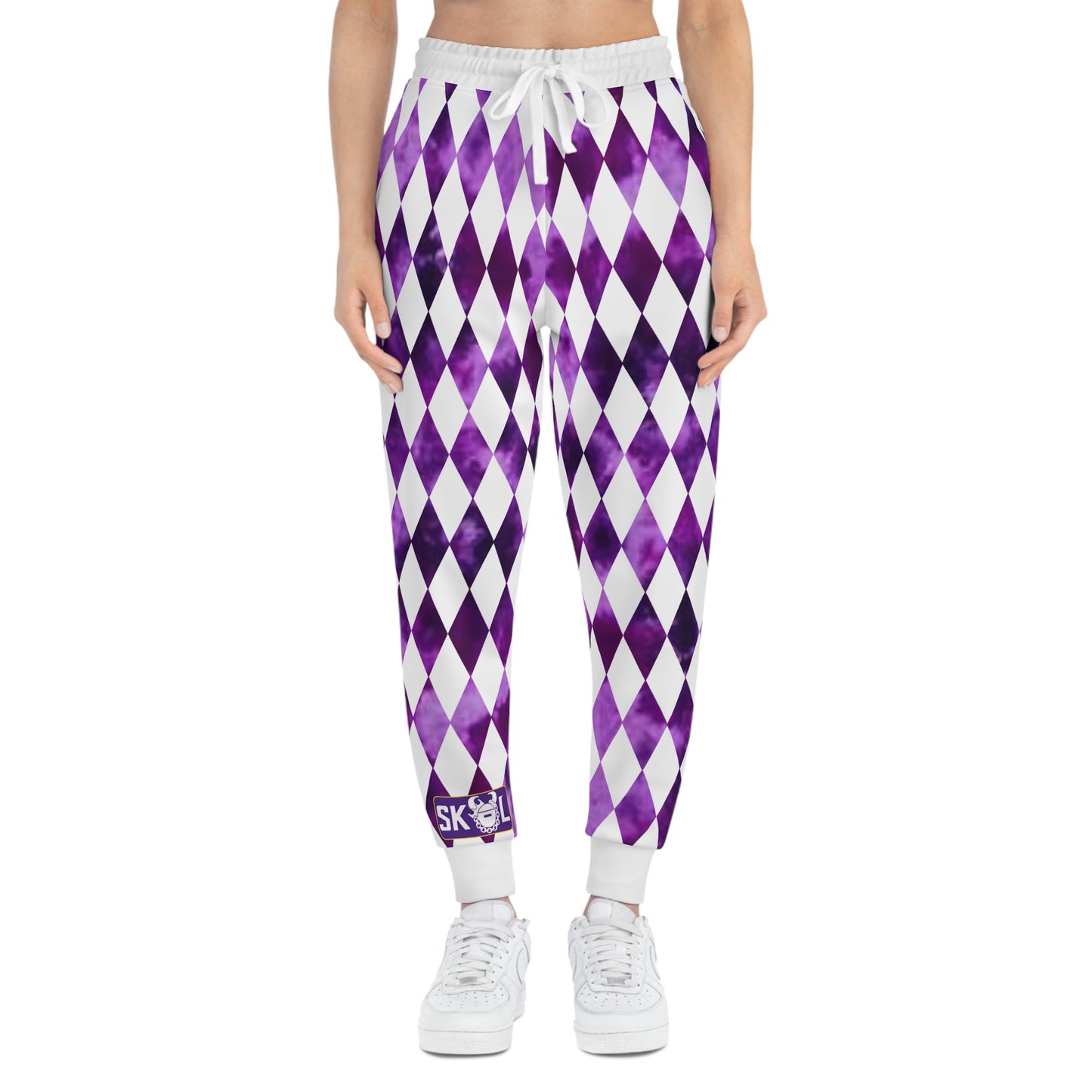 Unisex Athletic Joggers - Purple Tie-Dye/Diamonds