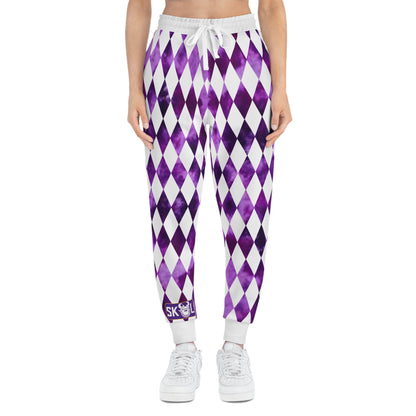 Unisex Athletic Joggers - Purple Tie-Dye/Diamonds