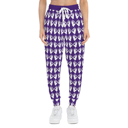 Unisex Athletic Joggers - Purple/White - Griddy