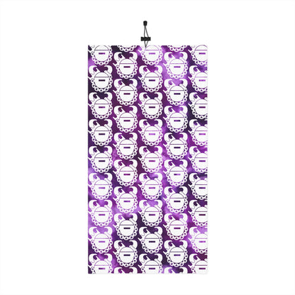 Winter Neck Gaiter With Drawstring - Purple Tie-Dye/Helmets