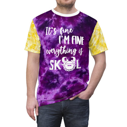 Unisex Cut & Sew Tee - Purple/Gold Tie-Dye - It's Fine