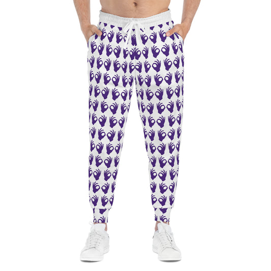 Unisex Athletic Joggers - White/Purple - Griddy