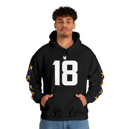 Unisex Heavy Blend™ Hooded Sweatshirt - Jersey #18 + Jet Planes (Sleeves)