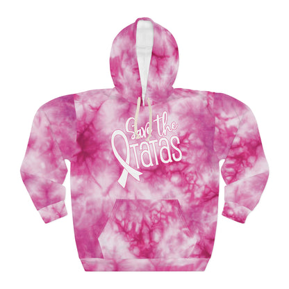 Unisex Pullover Hoodie - Pink Tie-Dye - Save the TaTas