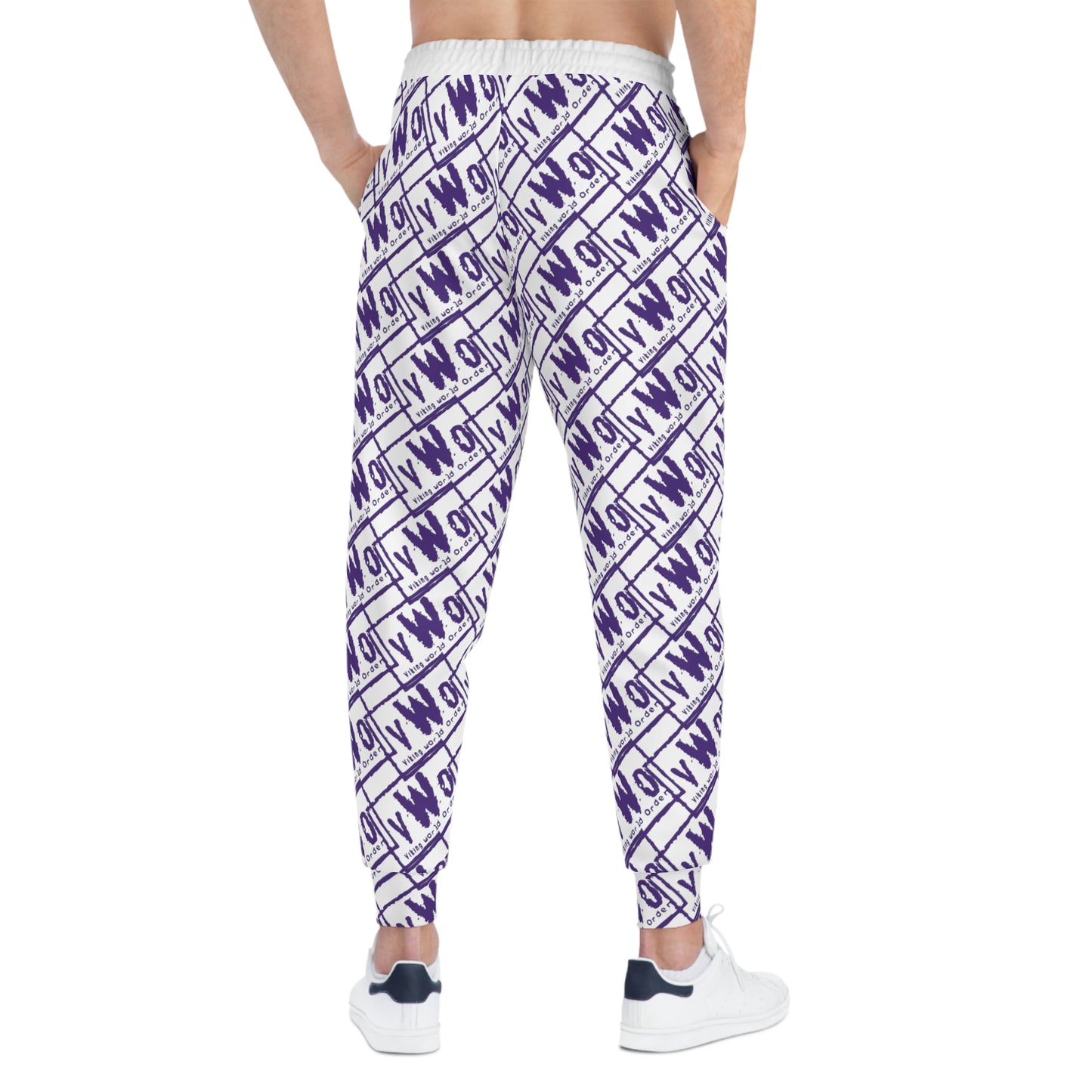 Unisex Athletic Joggers - White/Purple - VWO (Framed)