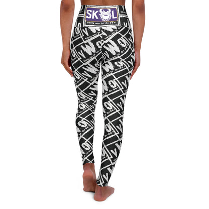 High Waisted Yoga Leggings - Black/White - VWO (Framed)