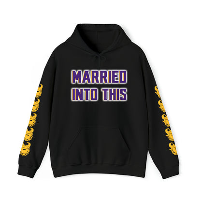 Unisex Heavy Blend™ Hooded Sweatshirt - Married Into This + Game Day Helmet (Sleeves)