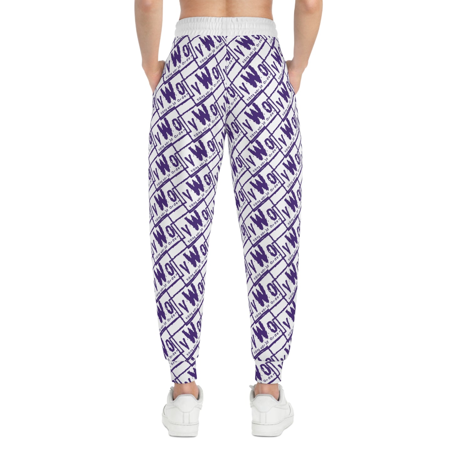 Unisex Athletic Joggers - White/Purple - VWO (Framed)