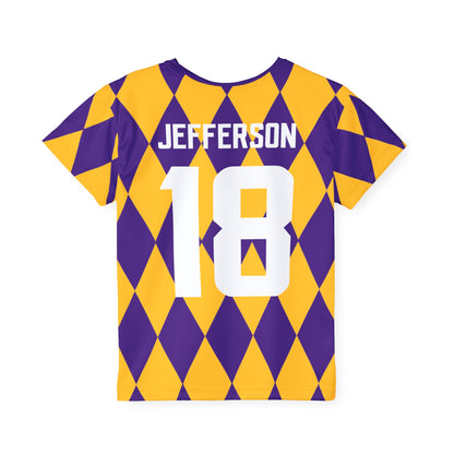 Kids Sports Jersey (Purple/Gold Diamonds) - Jersey #18