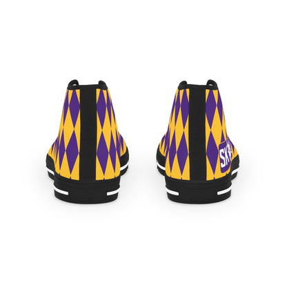 Men's High Top Sneakers - Purple/Gold Diamonds